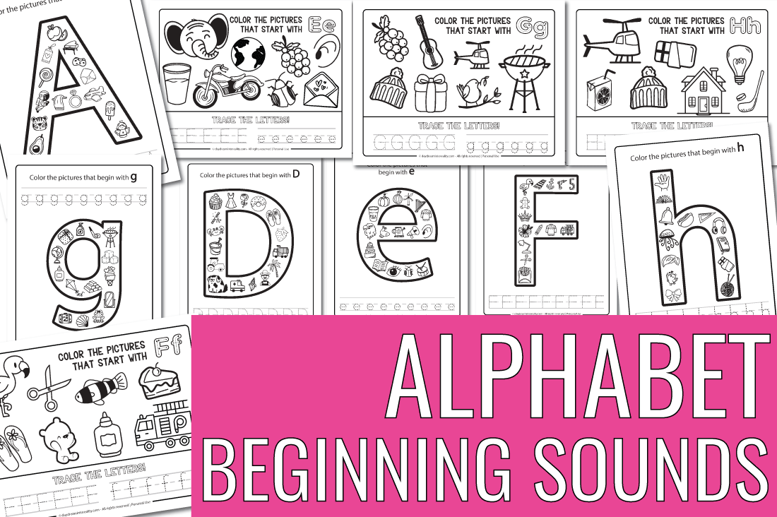 beginning alphabet sounds worksheets. Color the picture that starts with the right letter. Featured Image.