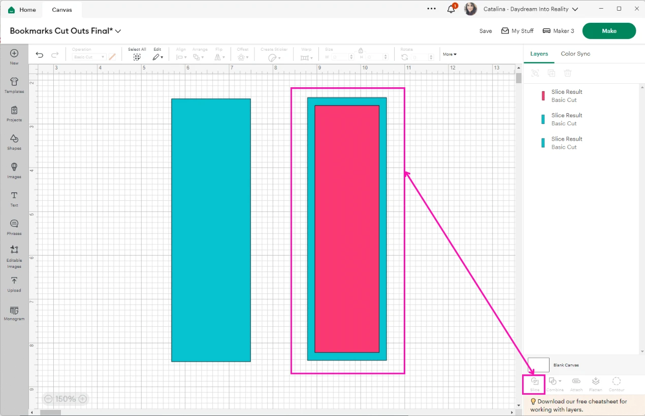 Slicing in Cricut Design Space