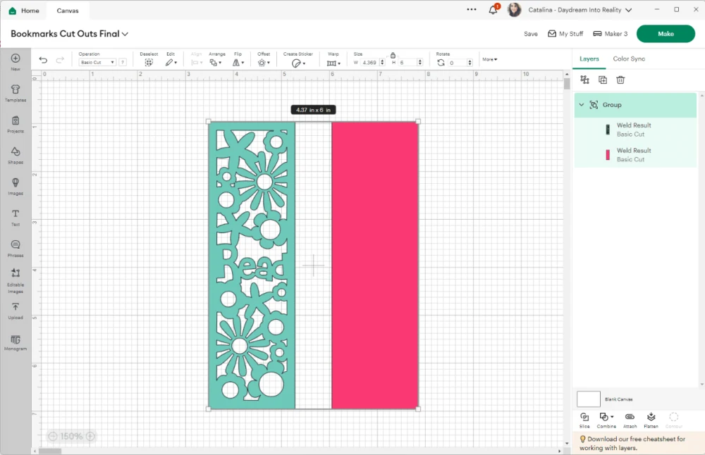 Contour in Cricut Design Space