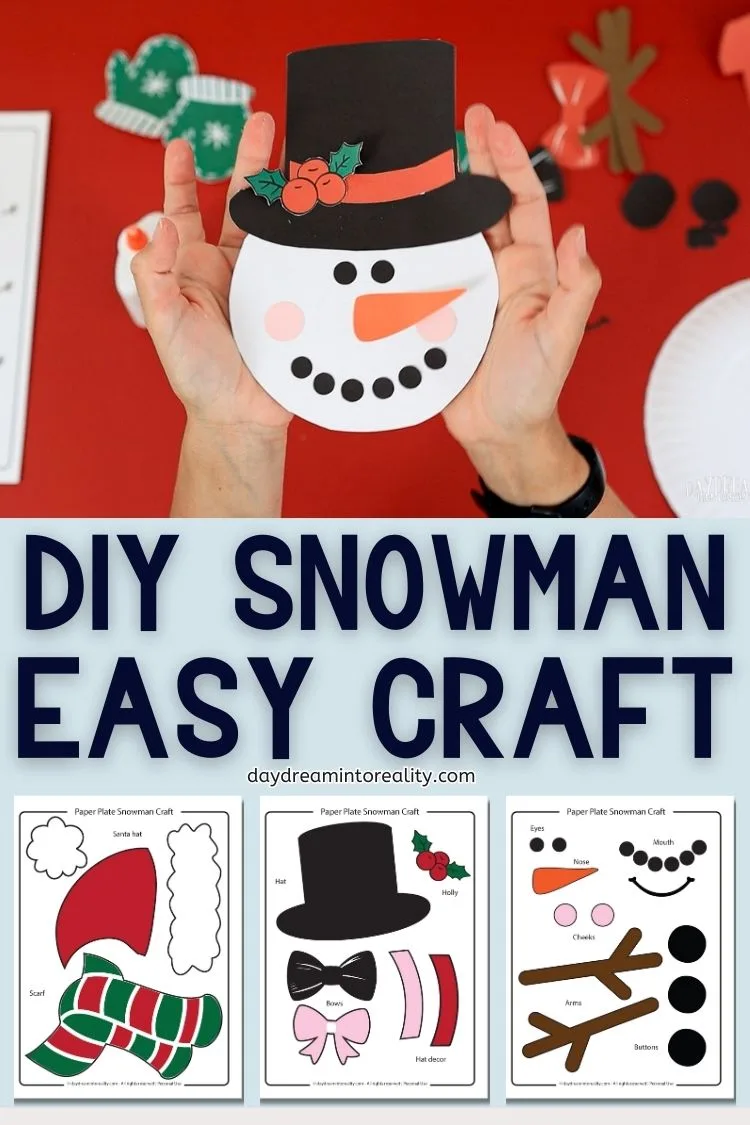 Paper Plate Snowman Craft for kids - Image for Pinterest