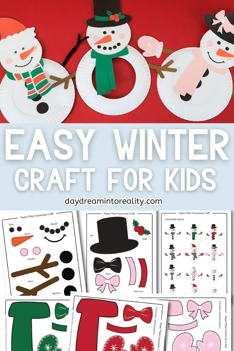 Paper Plate Snowman Craft for kids - Image for Pinterest