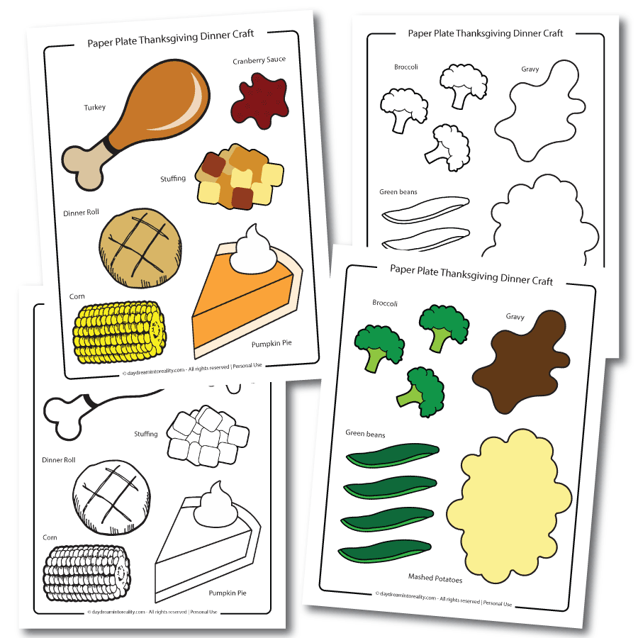 Paper Plate Thanksgiving Dinner Craft Free Printable