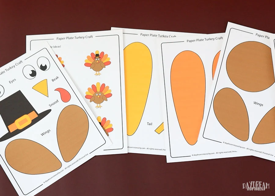 free template for paper plate turkey craft.