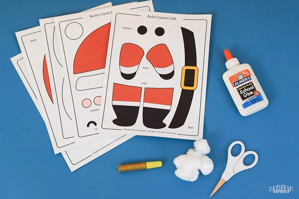 materials for making a build a Santa craft.