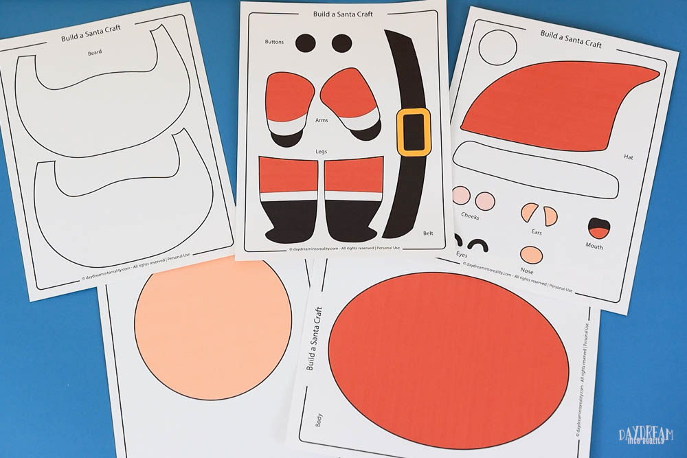 Printed build a Santa craft for Kids template