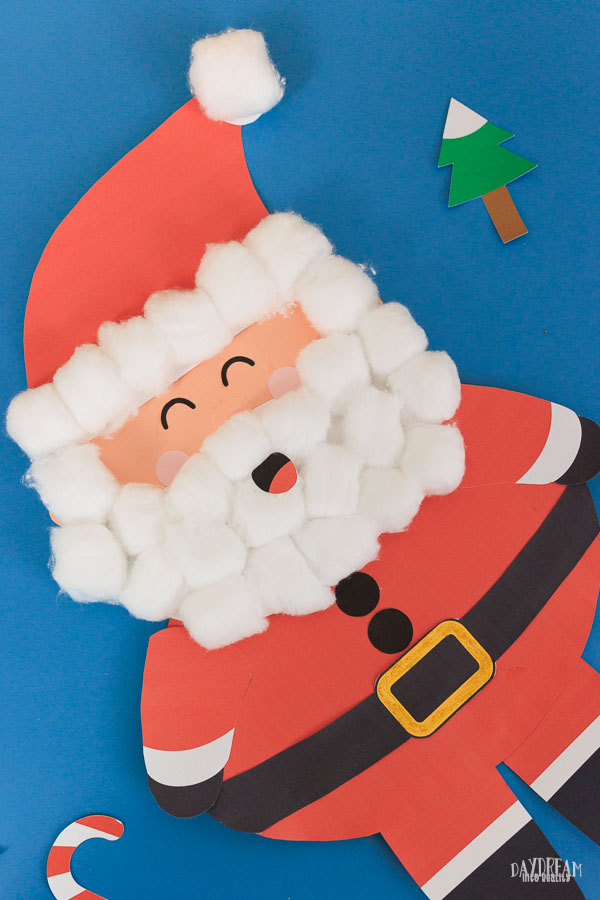 Paper Santa craft (head and body) with cotton balls