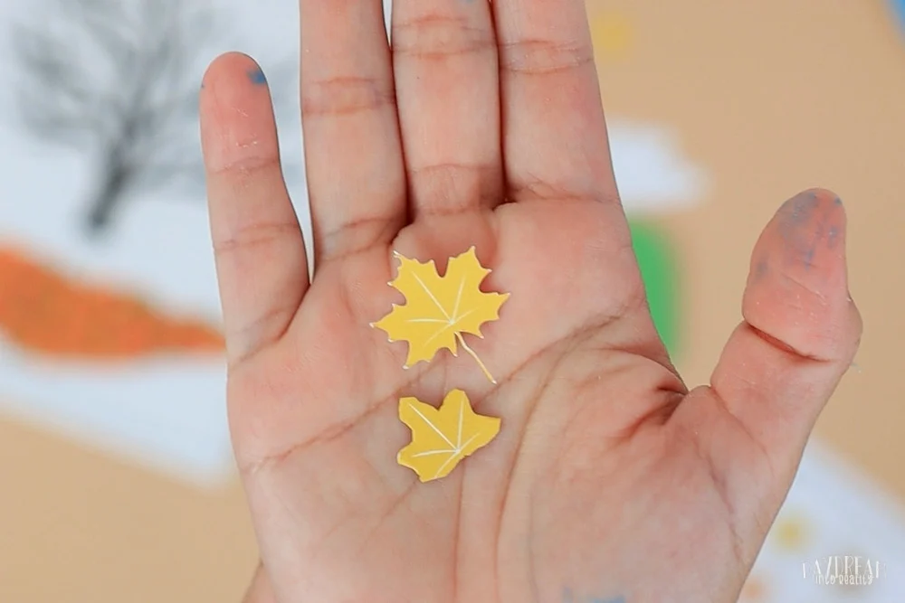 cutting small leaves for craft