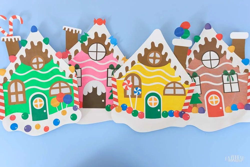 different paper plate gingerbread houses - Christmas craft for kids