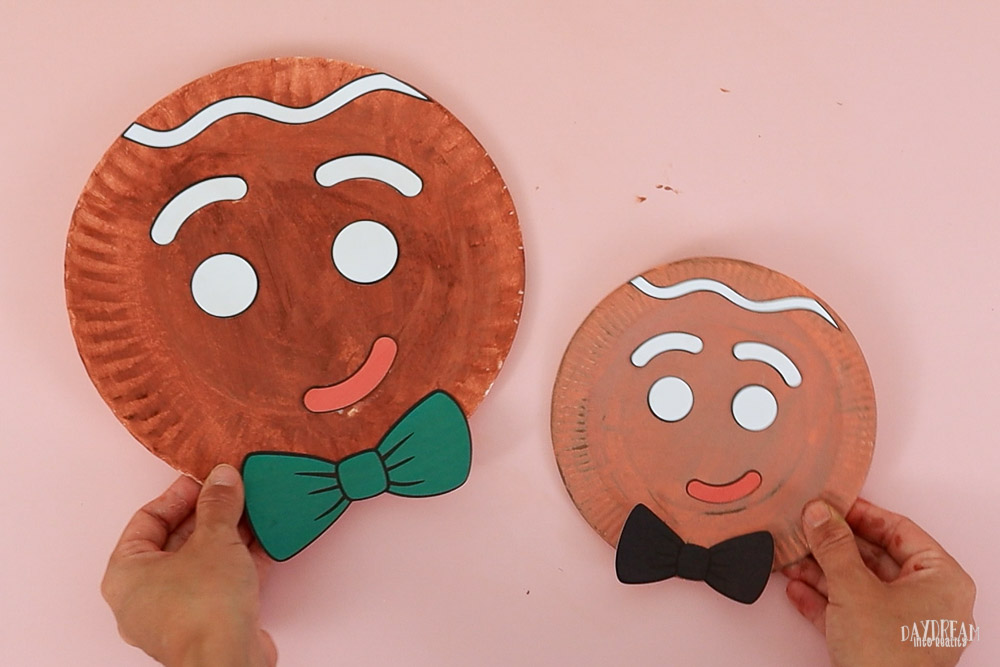 traditional gingerbread men craft for kids made with paper plates