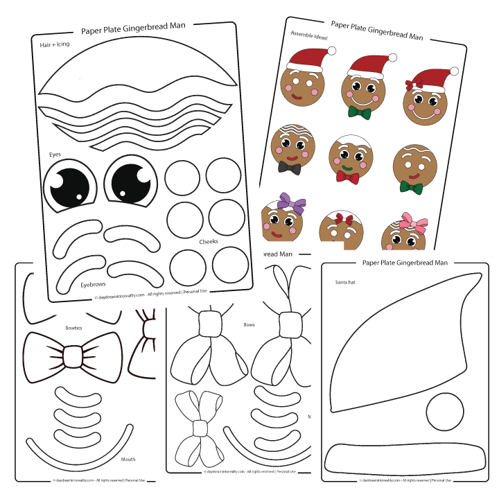 paper plate gingerbread man featured image template coloring