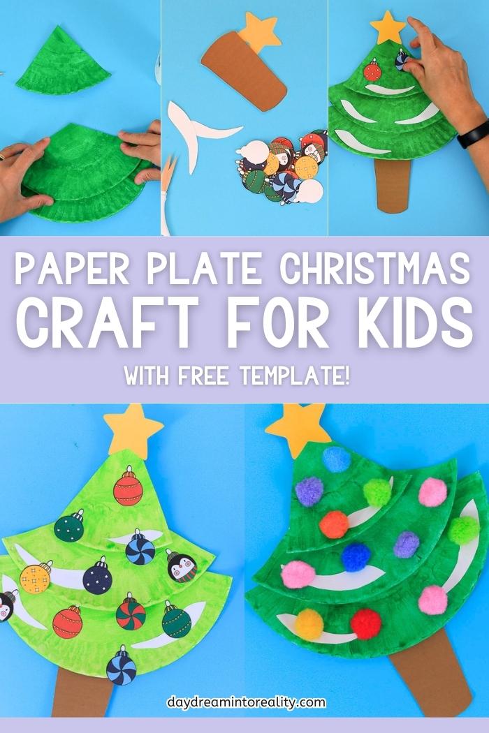 Pinterest Image for Paper Plate Christmas Tree Craft