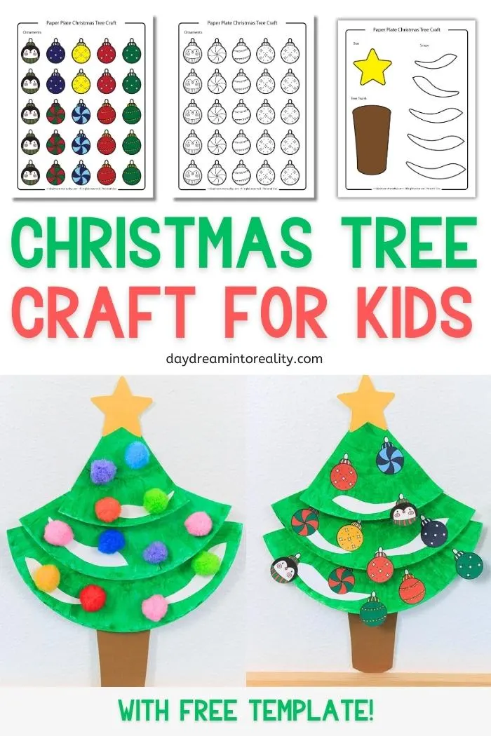 Pinterest Image for Paper Plate Christmas Tree Craft