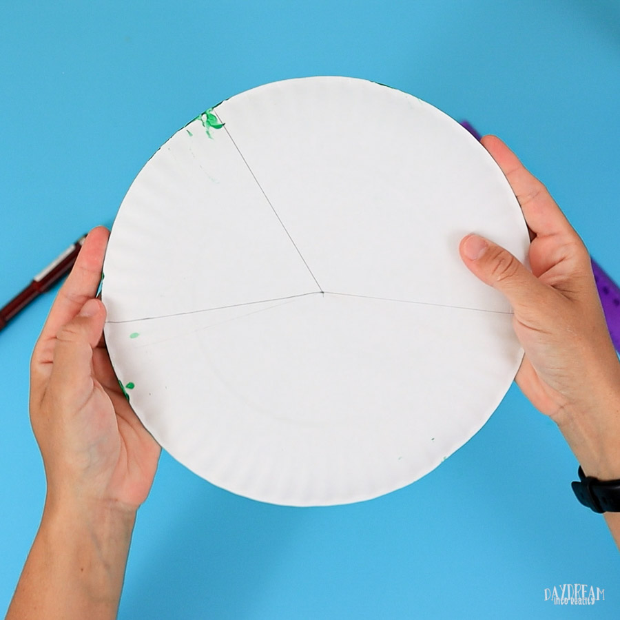 divide paper plate with a pencil