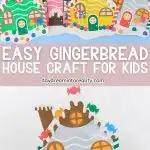 gingerbread house craft for kids with paper plate - Pinterest image