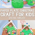 gingerbread house craft for kids with paper plate - Pinterest image