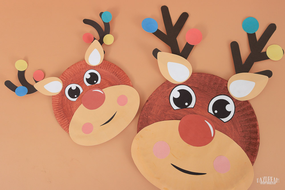 big and small paper plate reindeer crafts