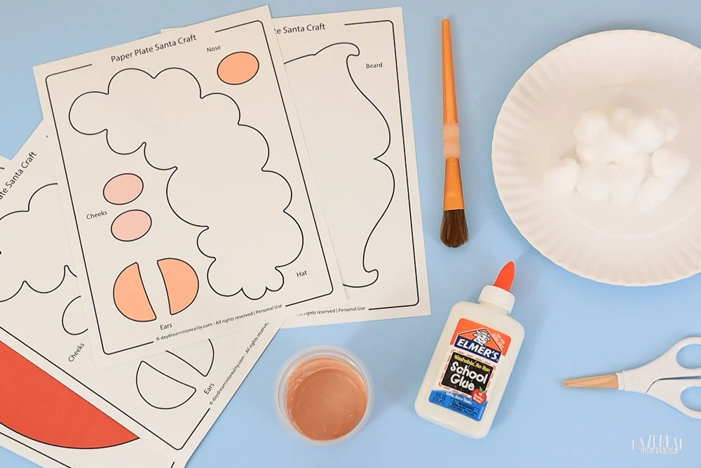 materials for making a paper plate Santa craft