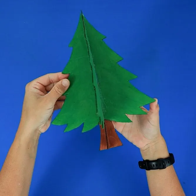 assembled cardboard Christmas tree