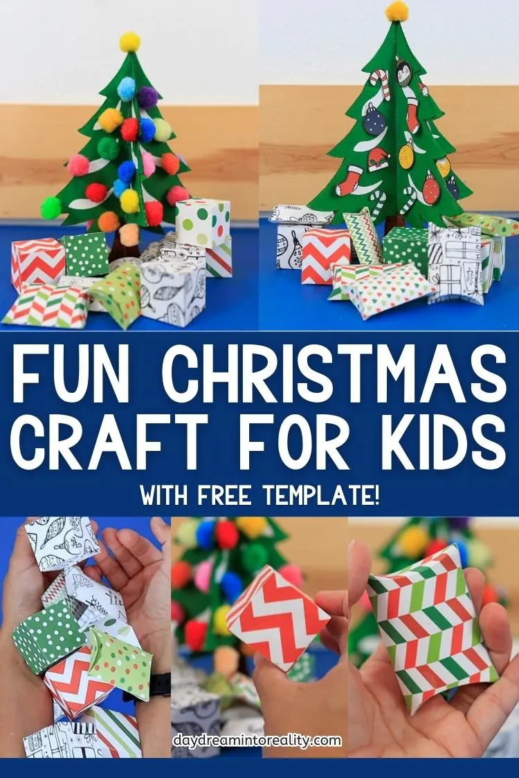 3D Cardboard Christmas Tree Craft for Kids - Pinterest Image