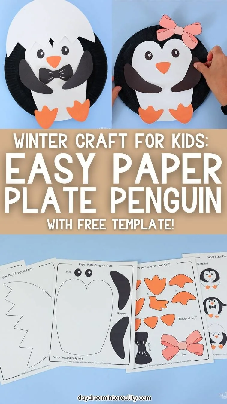 paper plate penguin craft for kids - Pinterest image