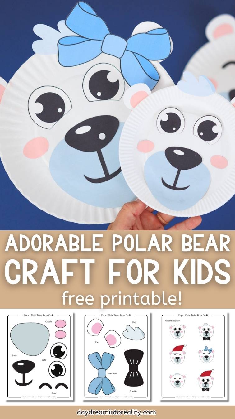 paper plate polar bear craft for kids - Pinterest image