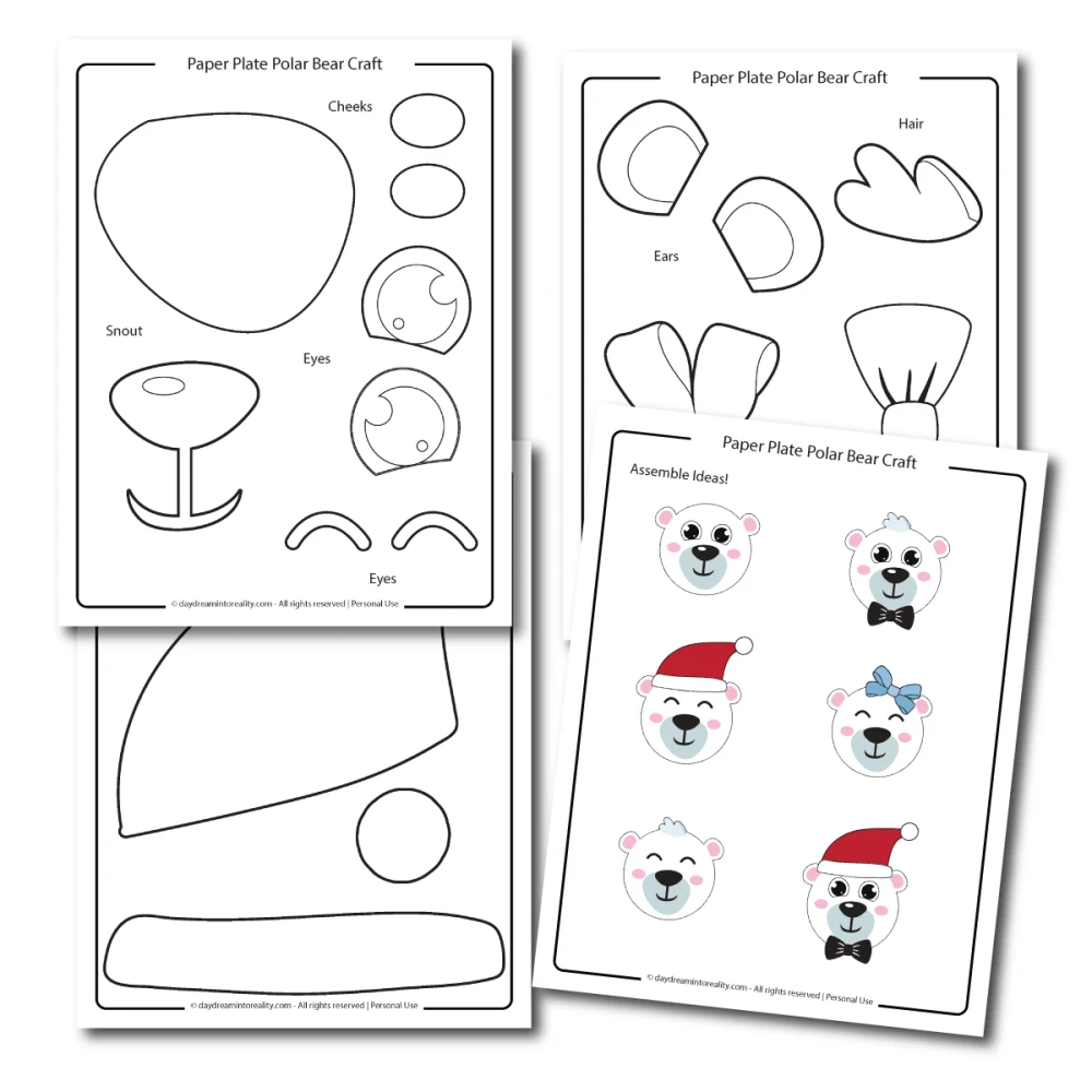 Paper Plate Polar Bear Craft Template Coloring - featured image