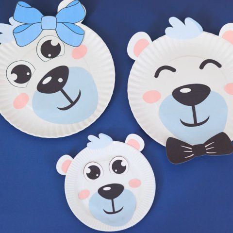 polar bears made with paper plates (mom, dad and baby)