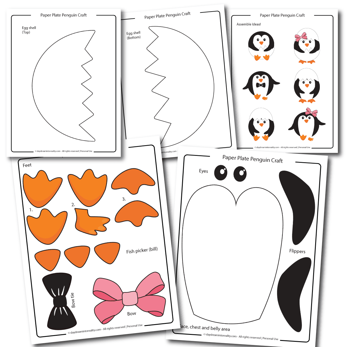 paper plate penguin template in color featured image