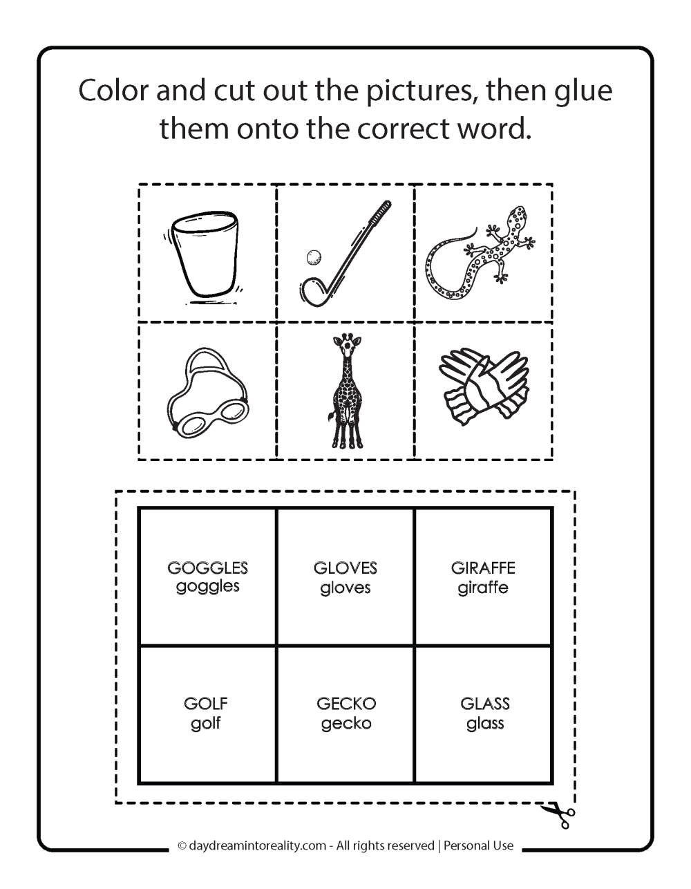 Letter G - glue and paste/memory game 3