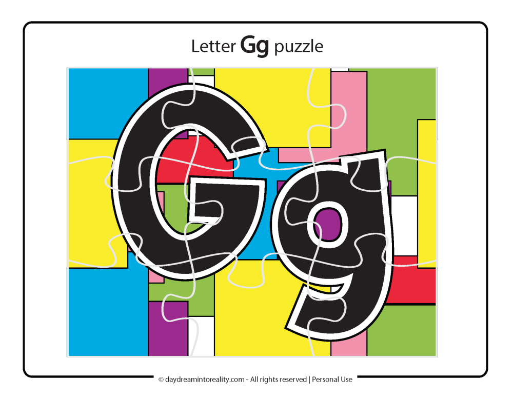 Letter G (Uppercase and Lowercase) Puzzle.