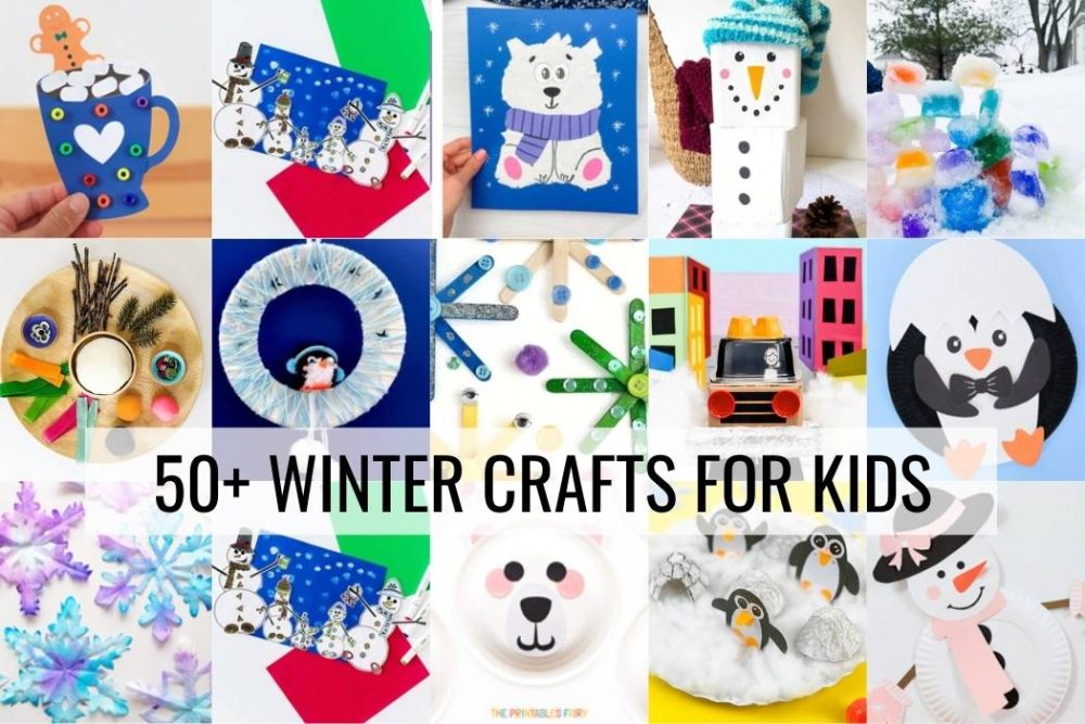 Winter Crafts for Kids Collage Featured Image