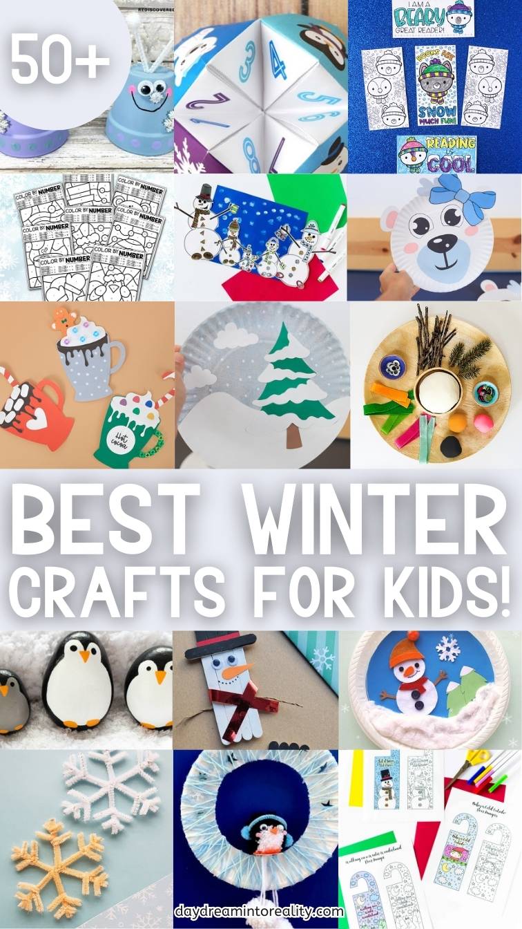 winter crafts for kids collage - Pinterest image 7