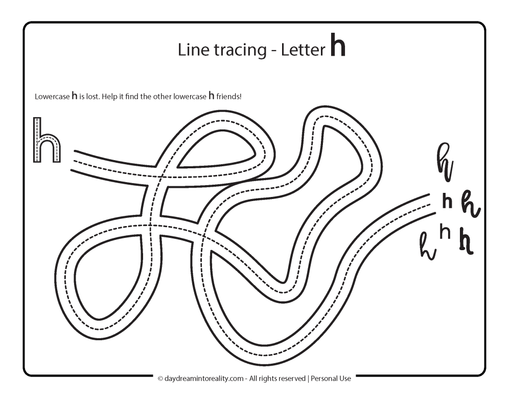 Letter H Free PDF Printable - line tracing 5