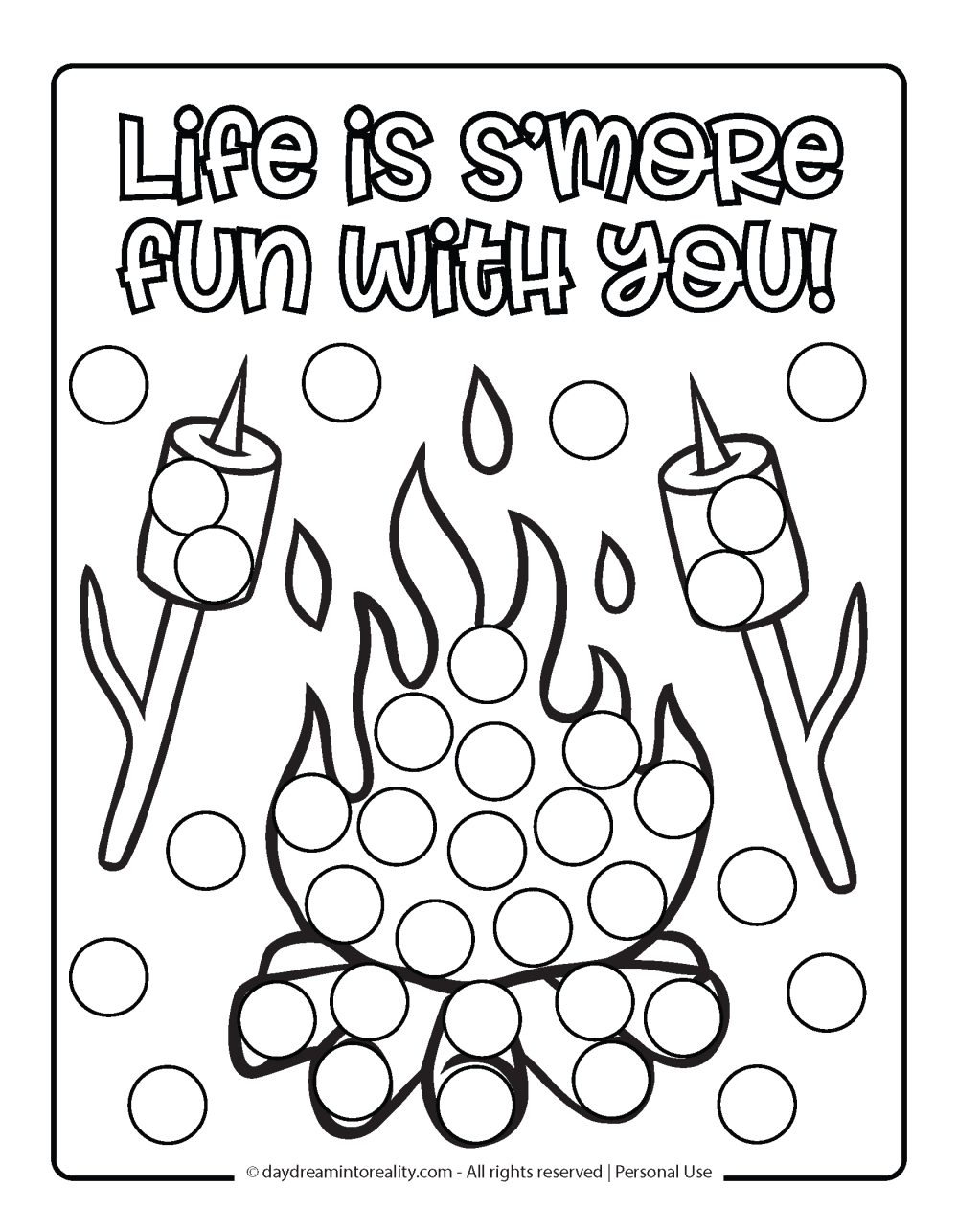 Valentine's Day Dot Marker Page - Life is s'more fun with you! (pun)