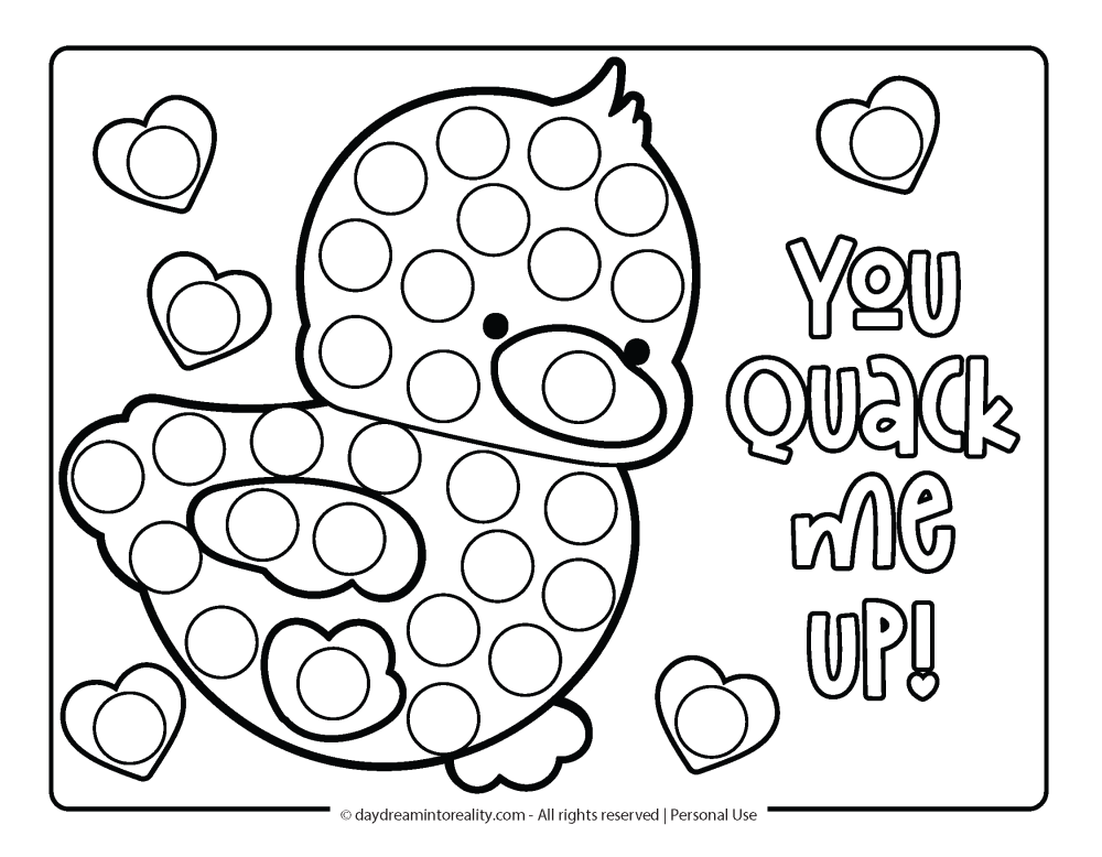 Valentine's Day Dot Marker Page - You quack me up! (pun)