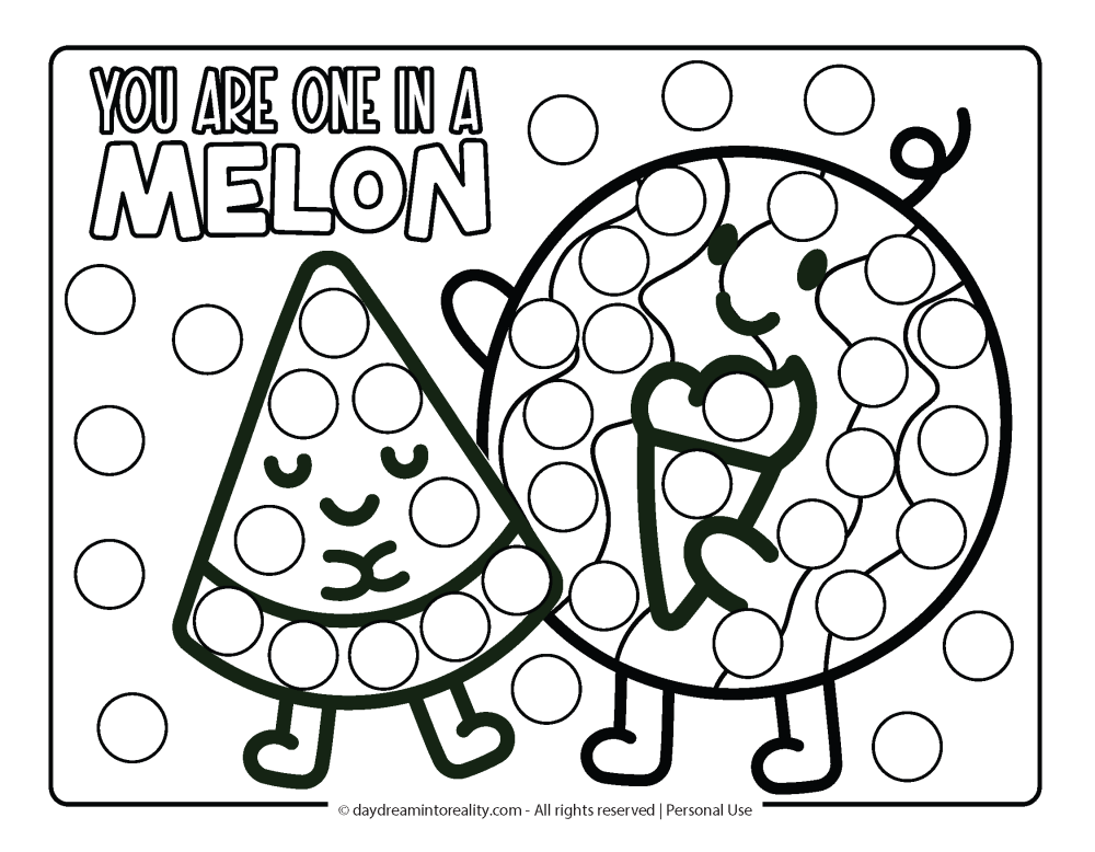 Valentine's Day Dot Marker Page - You are one in a melon (pun)