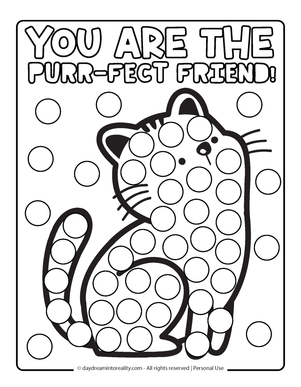 Valentine's Day Dot Marker Page - You are the purr-fect friend!