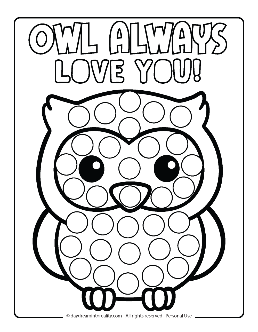 Valentine's Day Dot Marker Page - Owl always love you (pun)