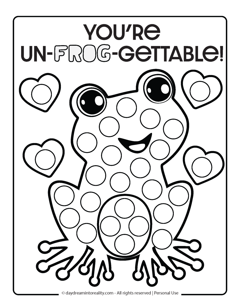 Valentine's Day Dot Marker Page - You are un-grog-gettable (pun)