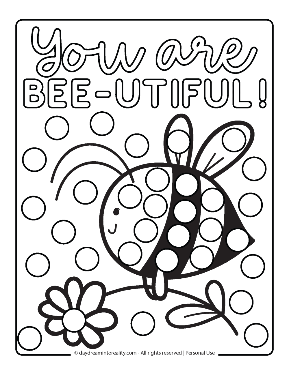 Valentine's Day Dot Marker Page - You are bee-utiful (pun)