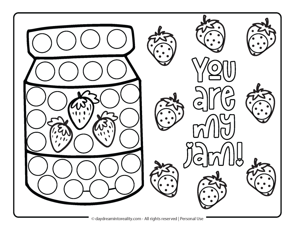 Valentine's Day Dot Marker Page - You are my jam!