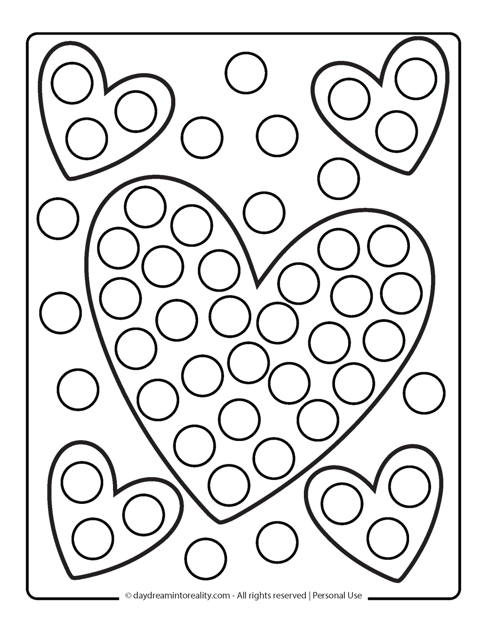 Valentine's Day Dot Marker Page - Hearts