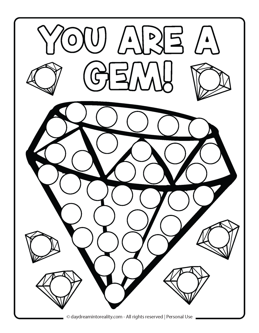 Valentine's Day Dot Marker Page - You are a gem!