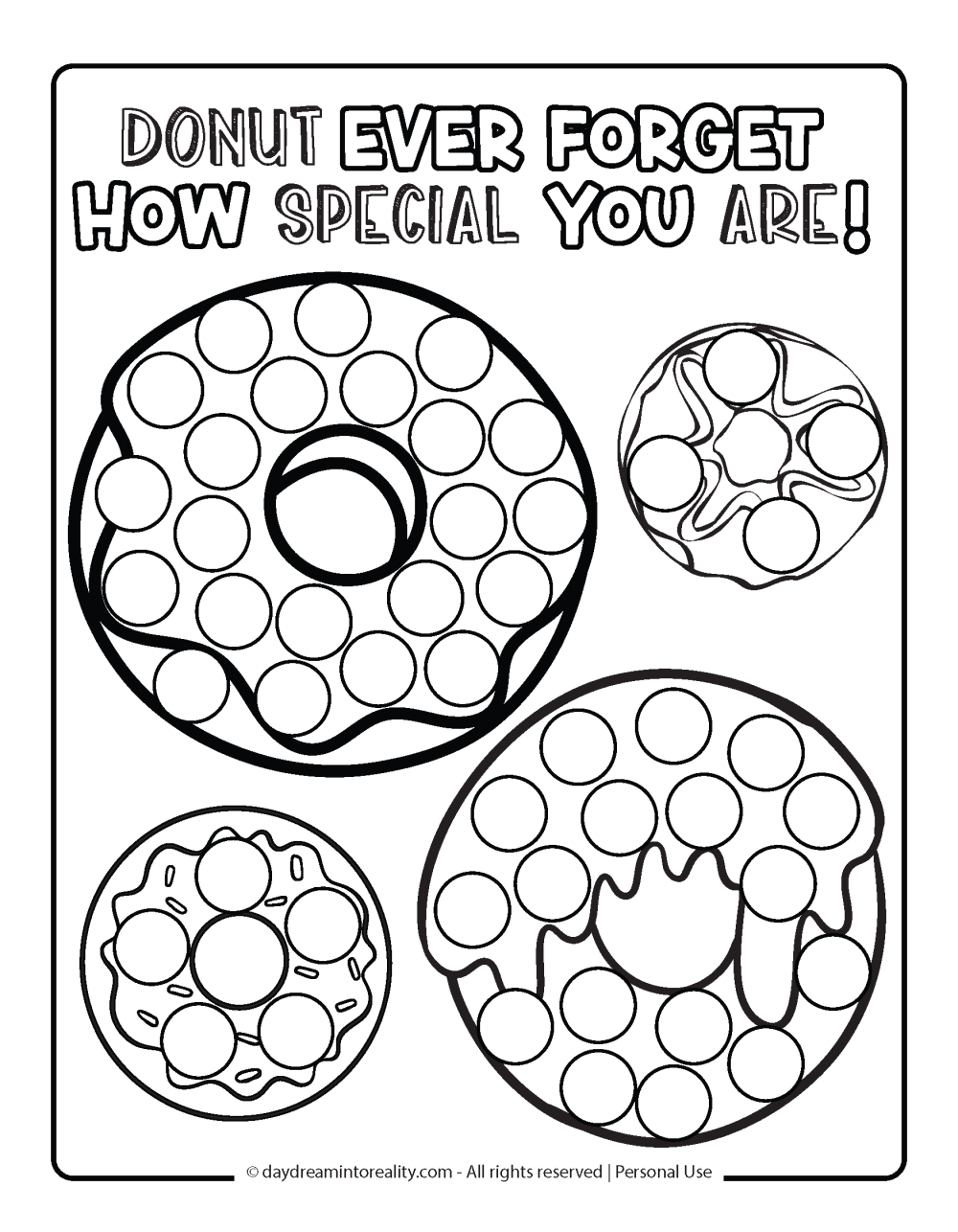 Valentine's Day Dot Marker Page - Donut ever forget how special you are! (pun)