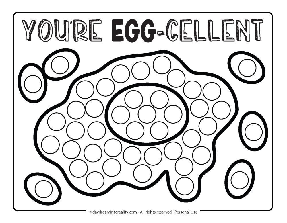 Valentine's Day Dot Marker Page - You're egg-celllent (pun)