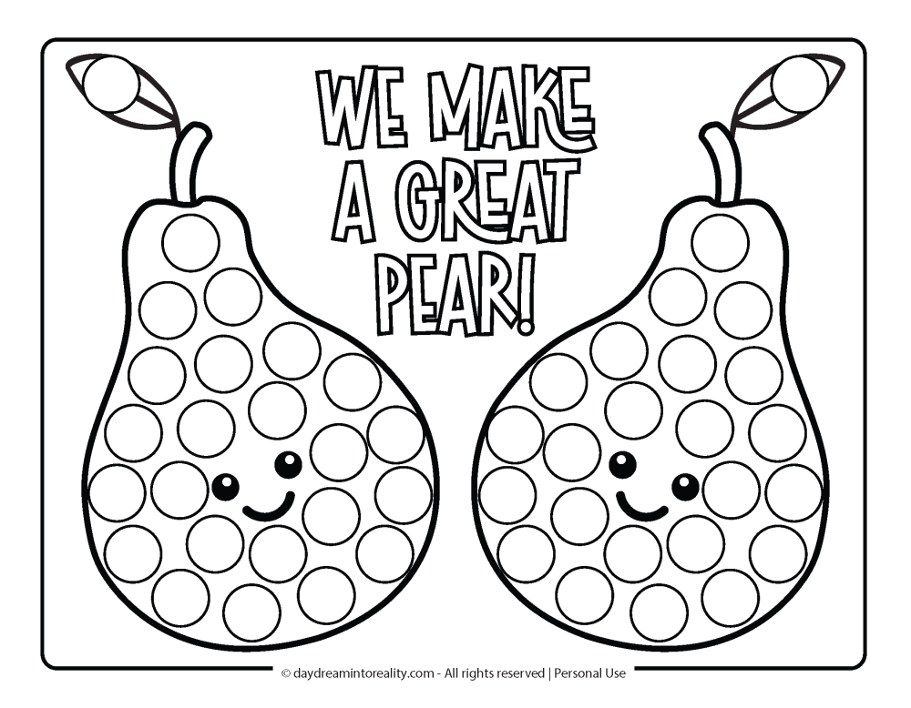 Valentine's Day Dot Marker Page - We make a great pear! (pun)