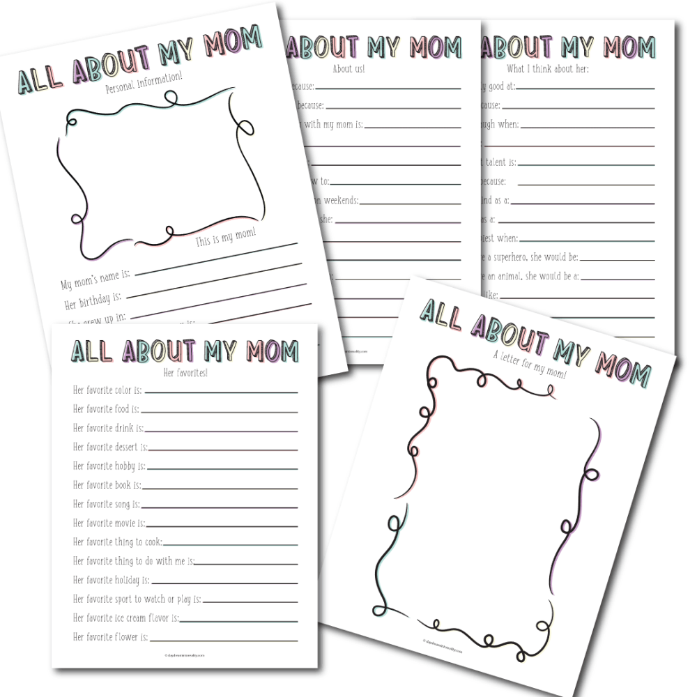 all about my mom questionnaire for older children free printable