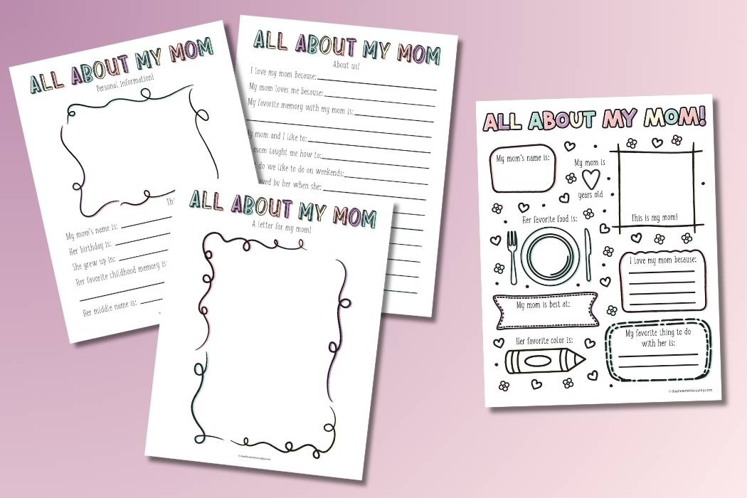 all about my mom printables for small and big kids featured image