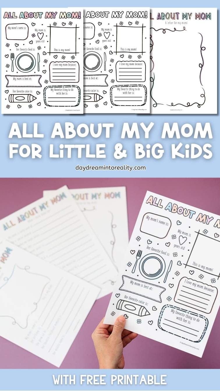 all about my mom free printable - Pinterest image 1