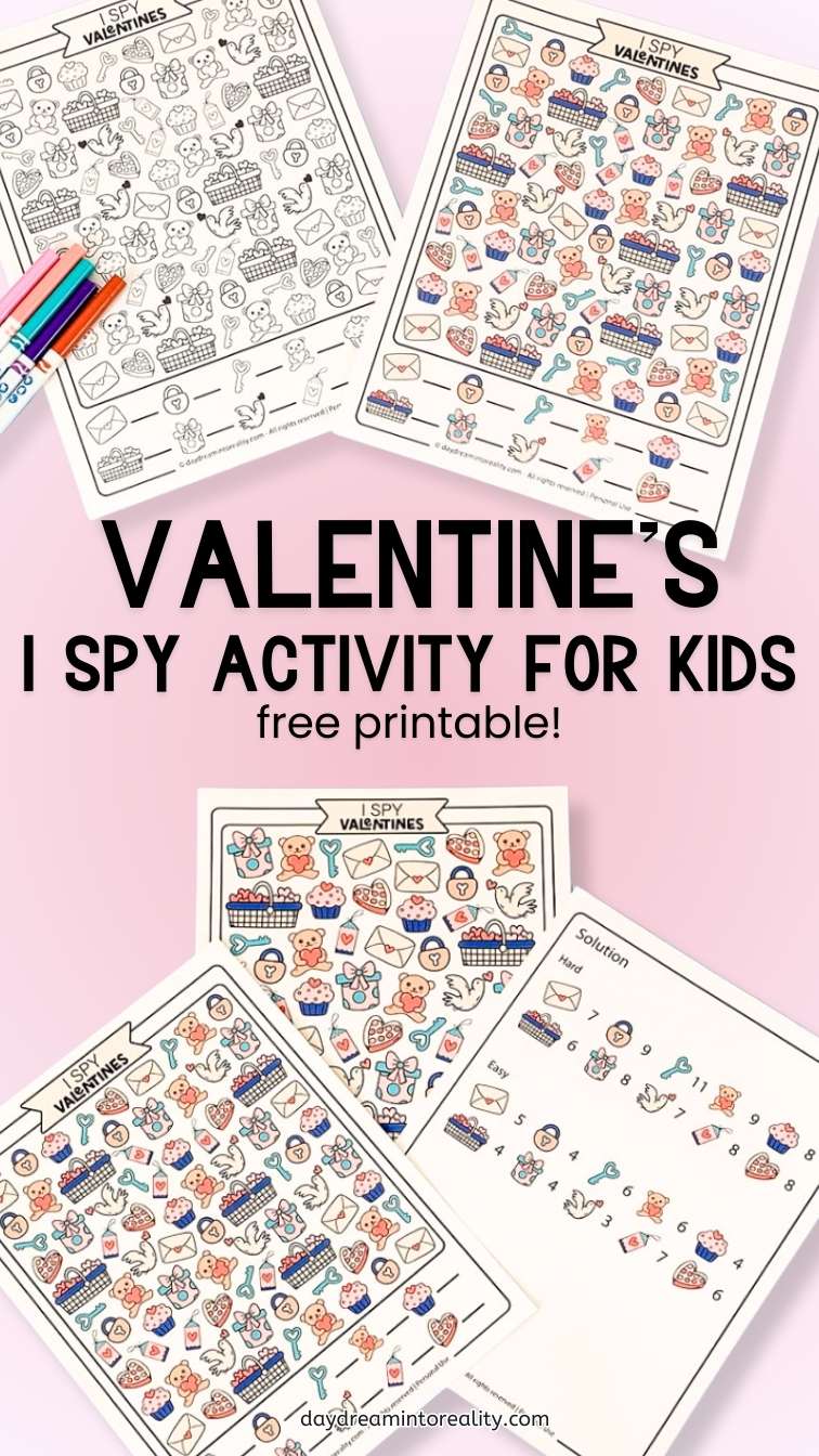 Valentine's Day I SPY Free Printable - Pinterest Image 1